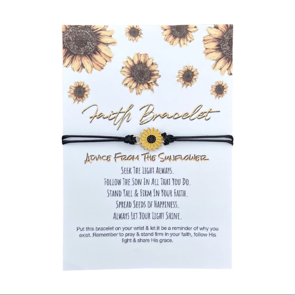 🌻3/$18 or 5/$25🌻Adjustable Sunflower Charm Faith Bracelet